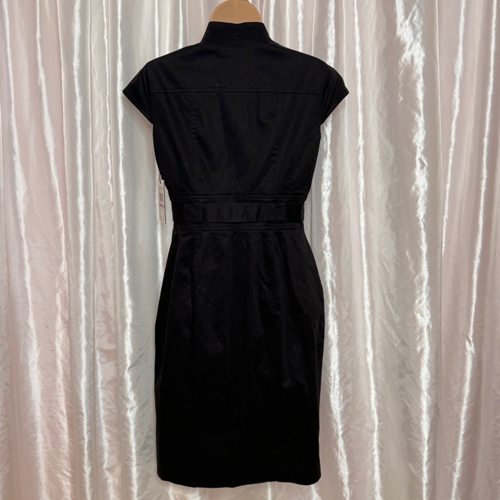 93. Calvin Klein Black Belted Sheath Dress Size 6
