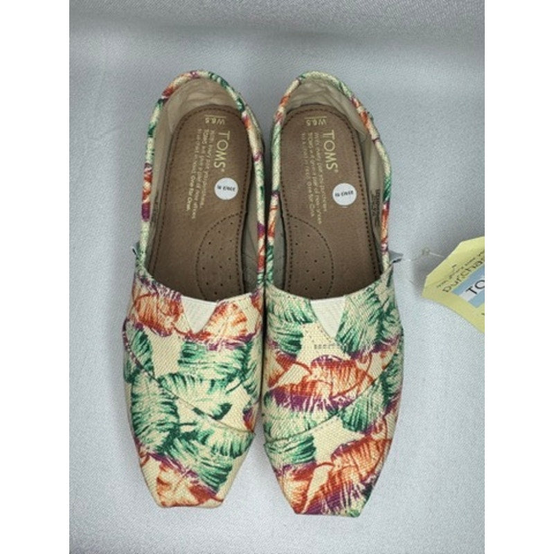 442. TOMS Tropical Floral Alpargata Slip On Flats Size W6.5