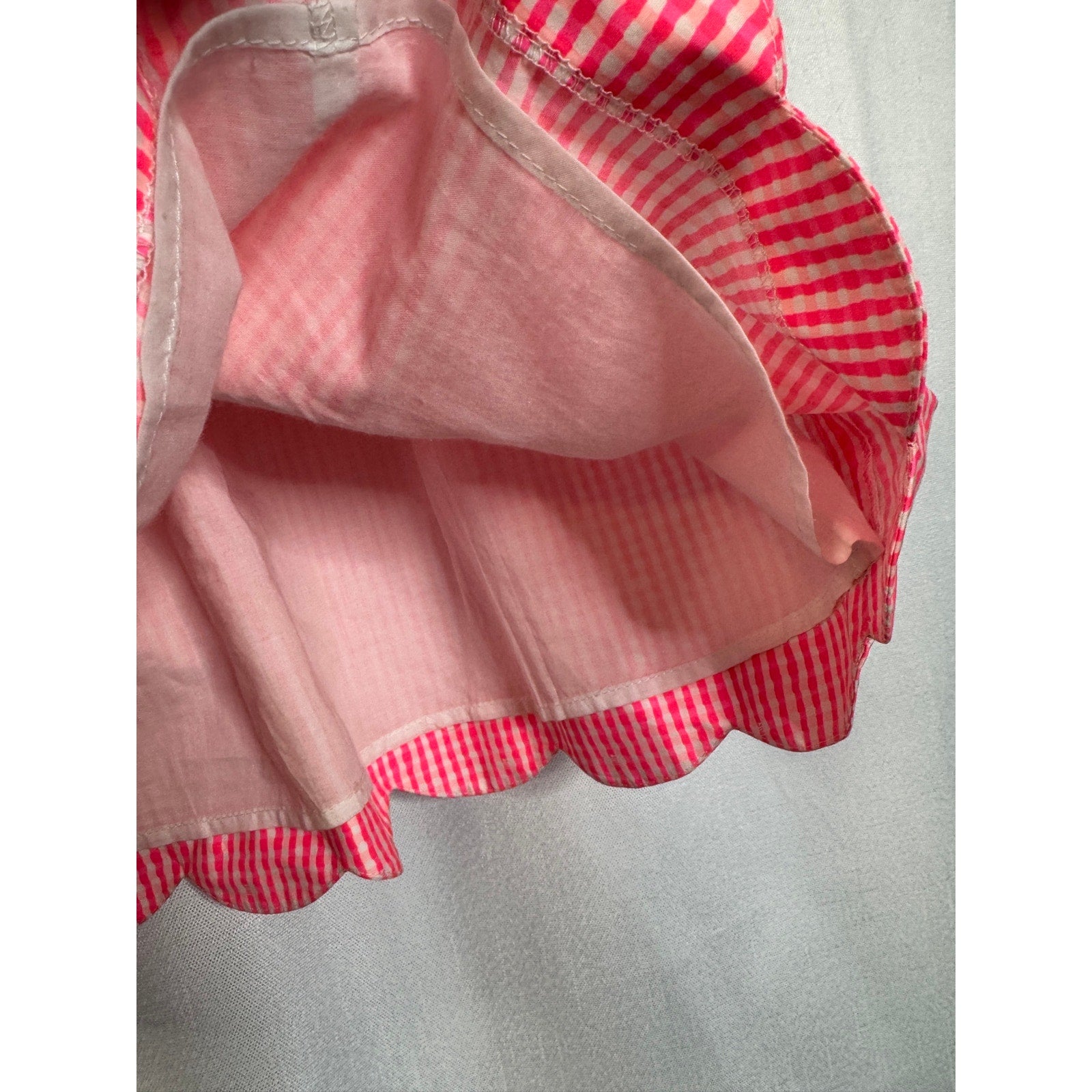 355. Lilly Pulitzer Pink Gingham Scallop Hem Skirt Size Small