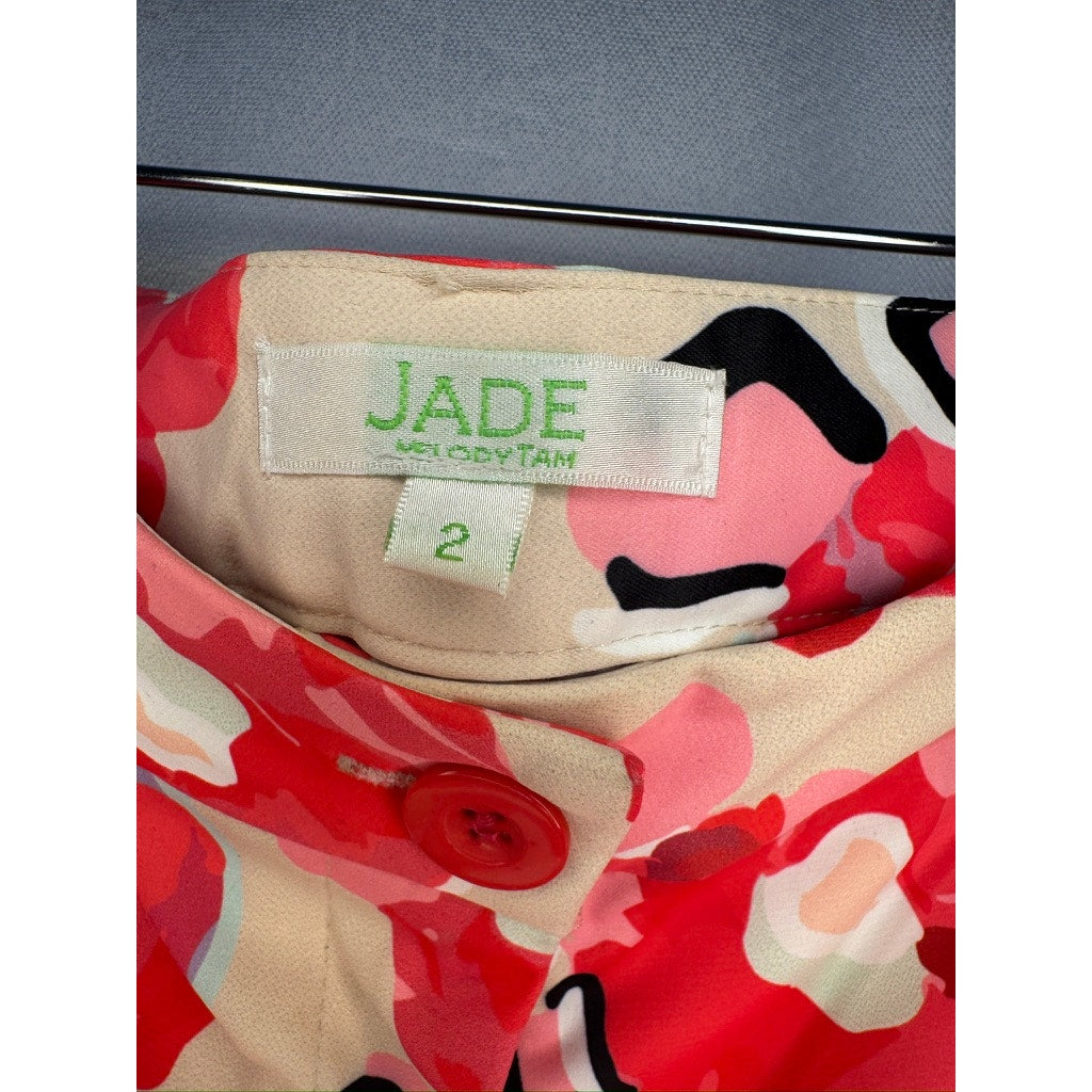 427. Jade Floral Shorts Pink Red Print Size 2