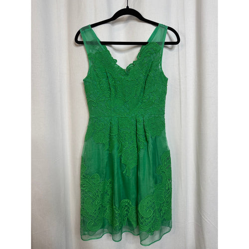 347. Anthropologie Baraschi Green Embroidered Lace Fit & Flare Dress Size 0