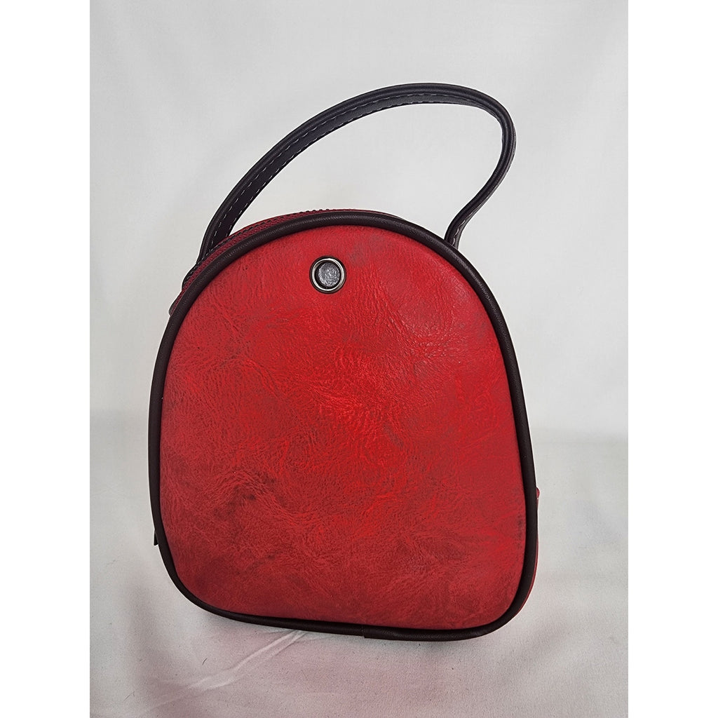 515. Red Faux Leather Bee Mini Backpack 3 Zip Crossbody Bag NWOT