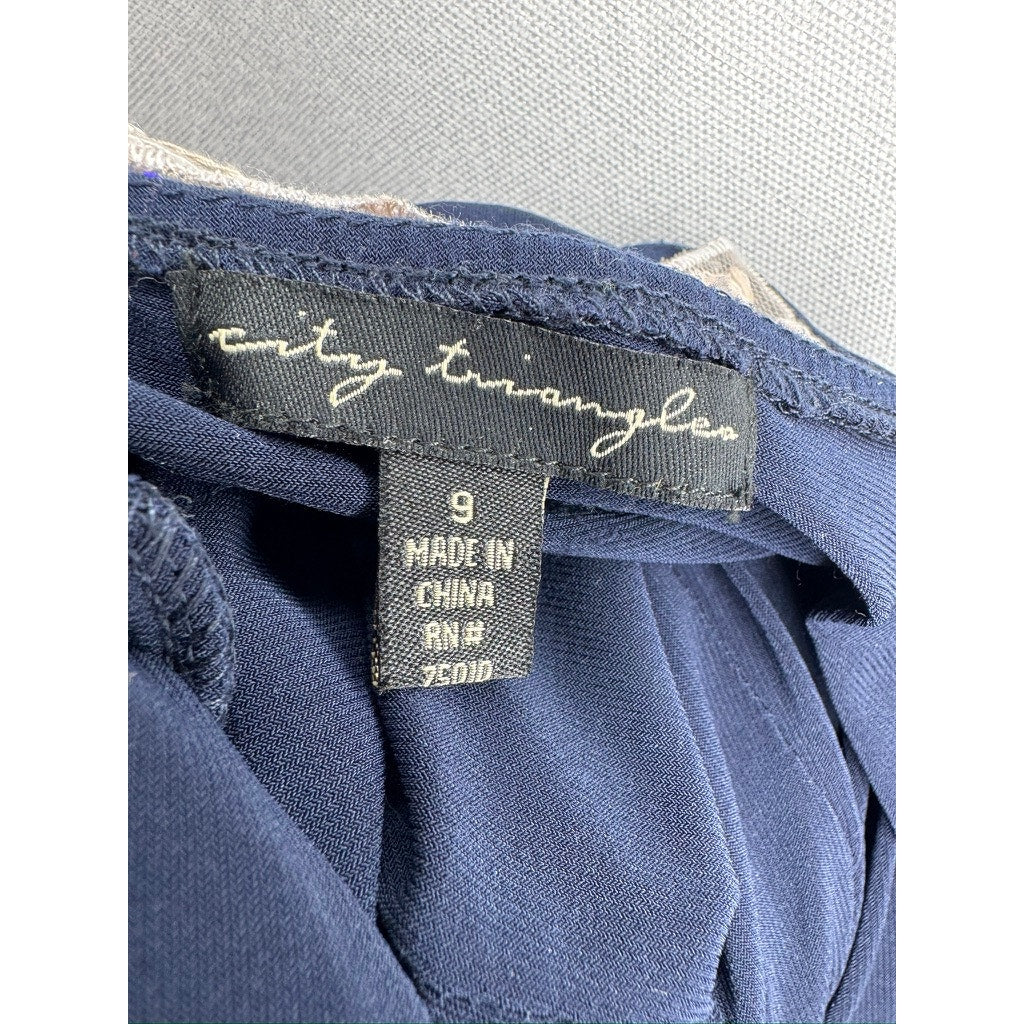 435. City Triangles Navy Beaded Bandage Cocktail Dress Size 9