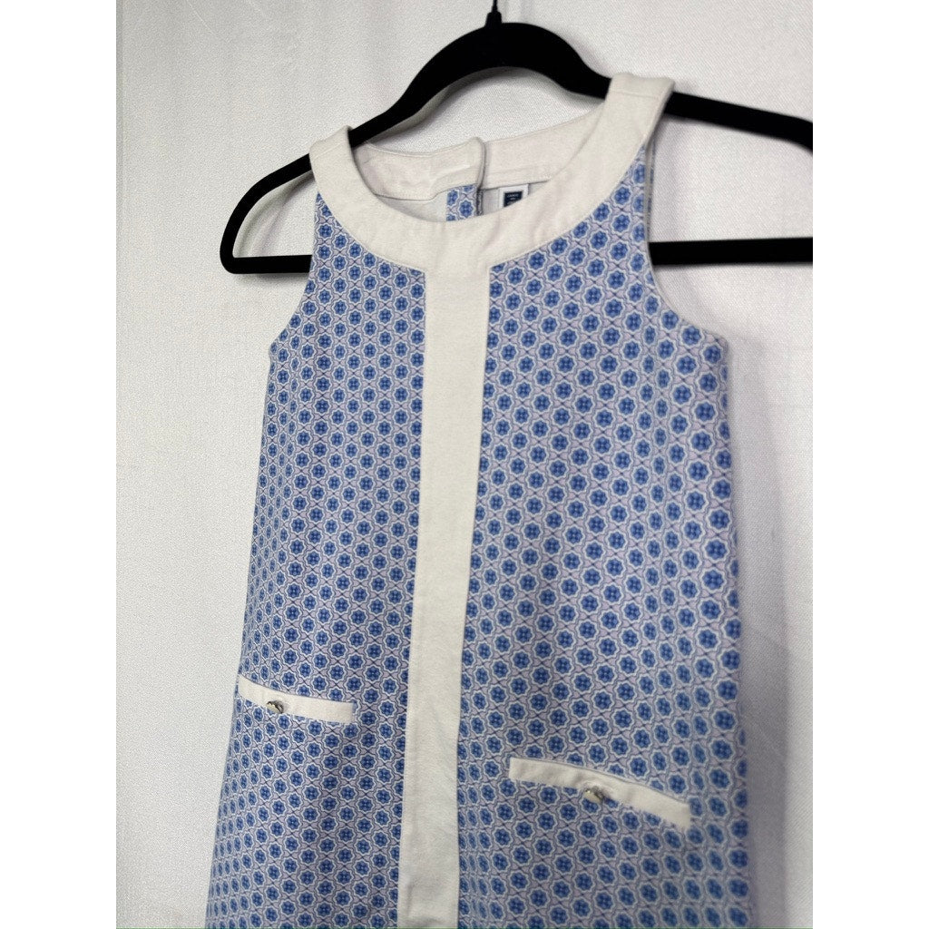 576. Janie and Jack Blue Print Sleeveless Shift Dress Girls Size 8