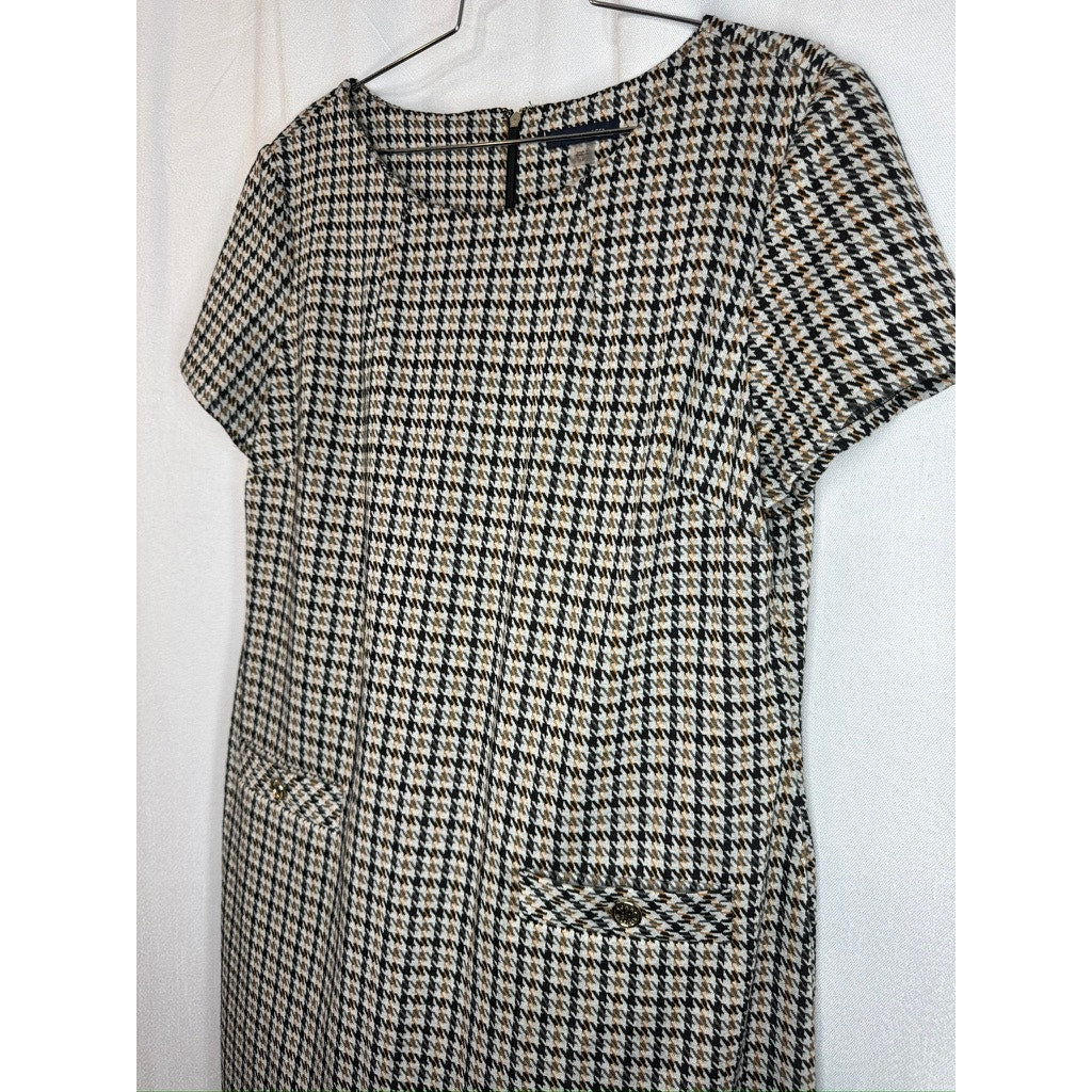 408. Tommy Hilfiger Houndstooth Tweed Shift Dress Size 16