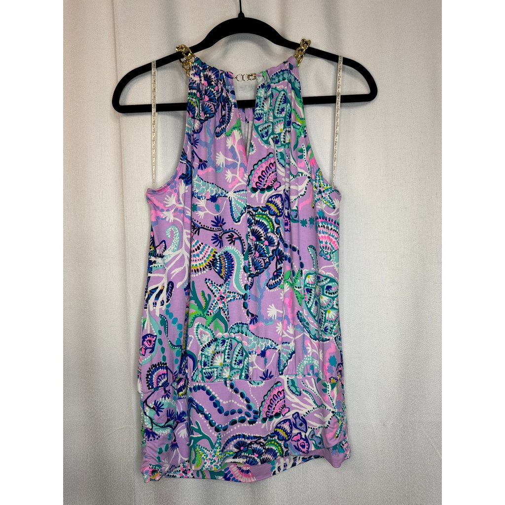 363. Lilly Pulitzer Halter Tank Top Purple Sea Life Print Size S