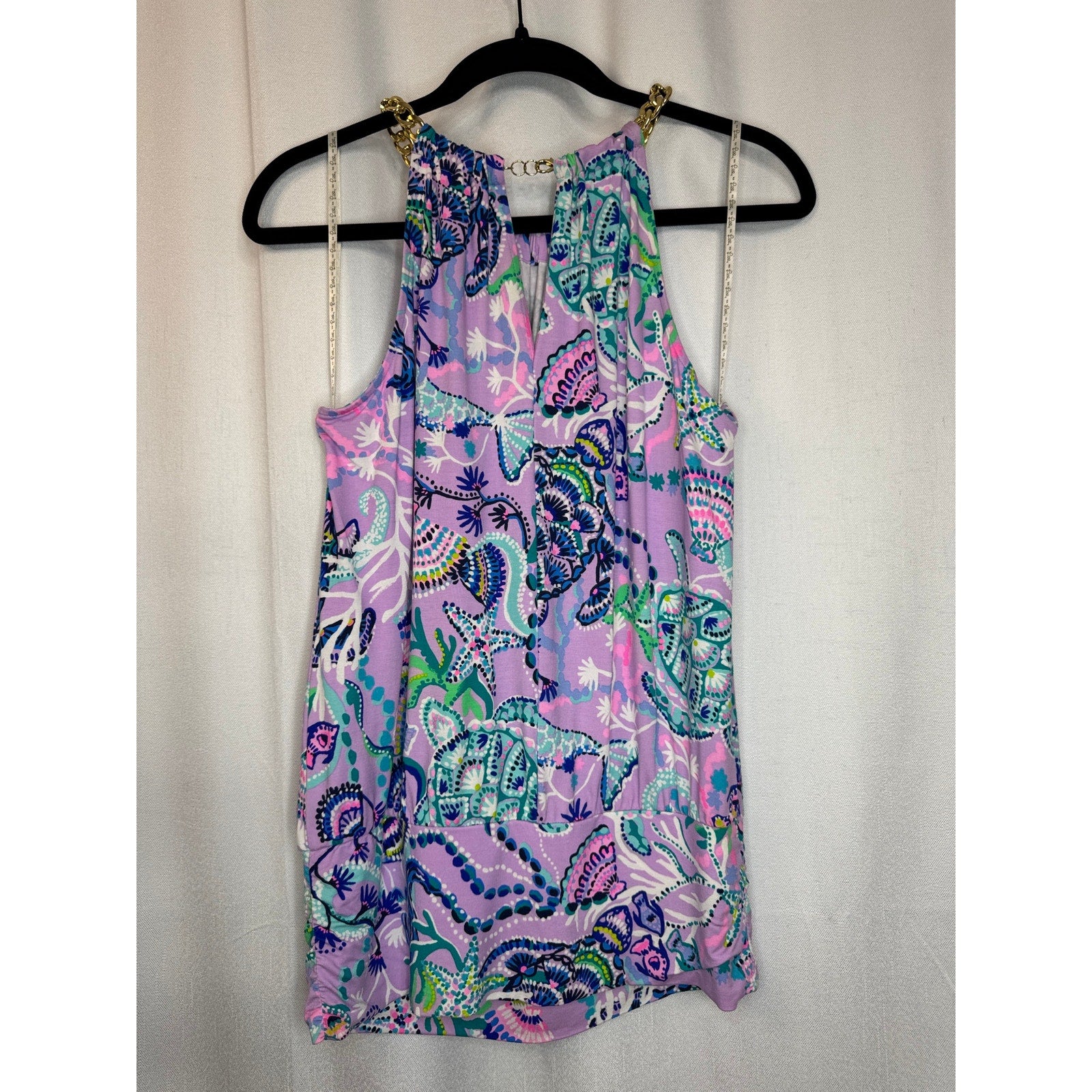 363. Lilly Pulitzer Halter Tank Top Purple Sea Life Print Size S