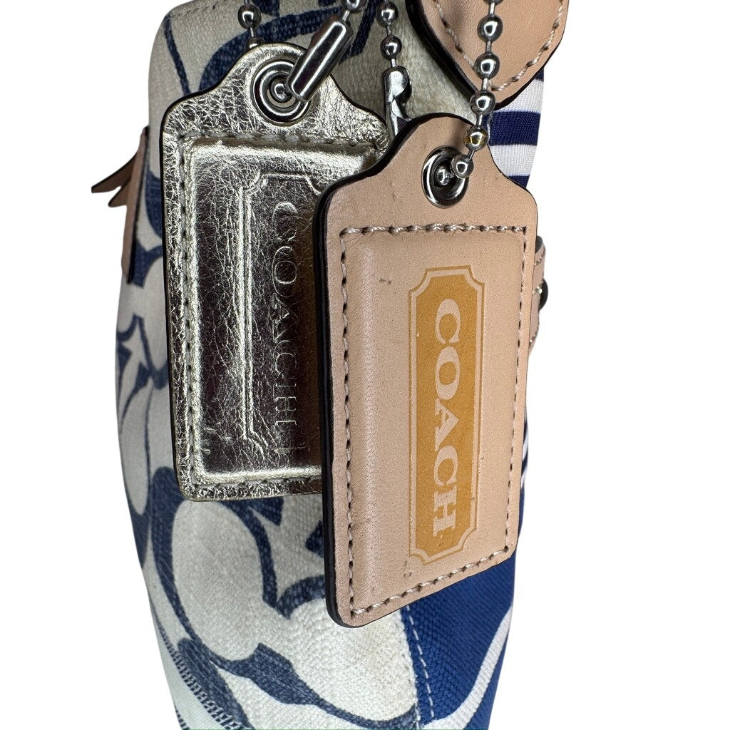 490. Coach Signature Patchwork Stripe Canvas Swingpack Crossbody F23929