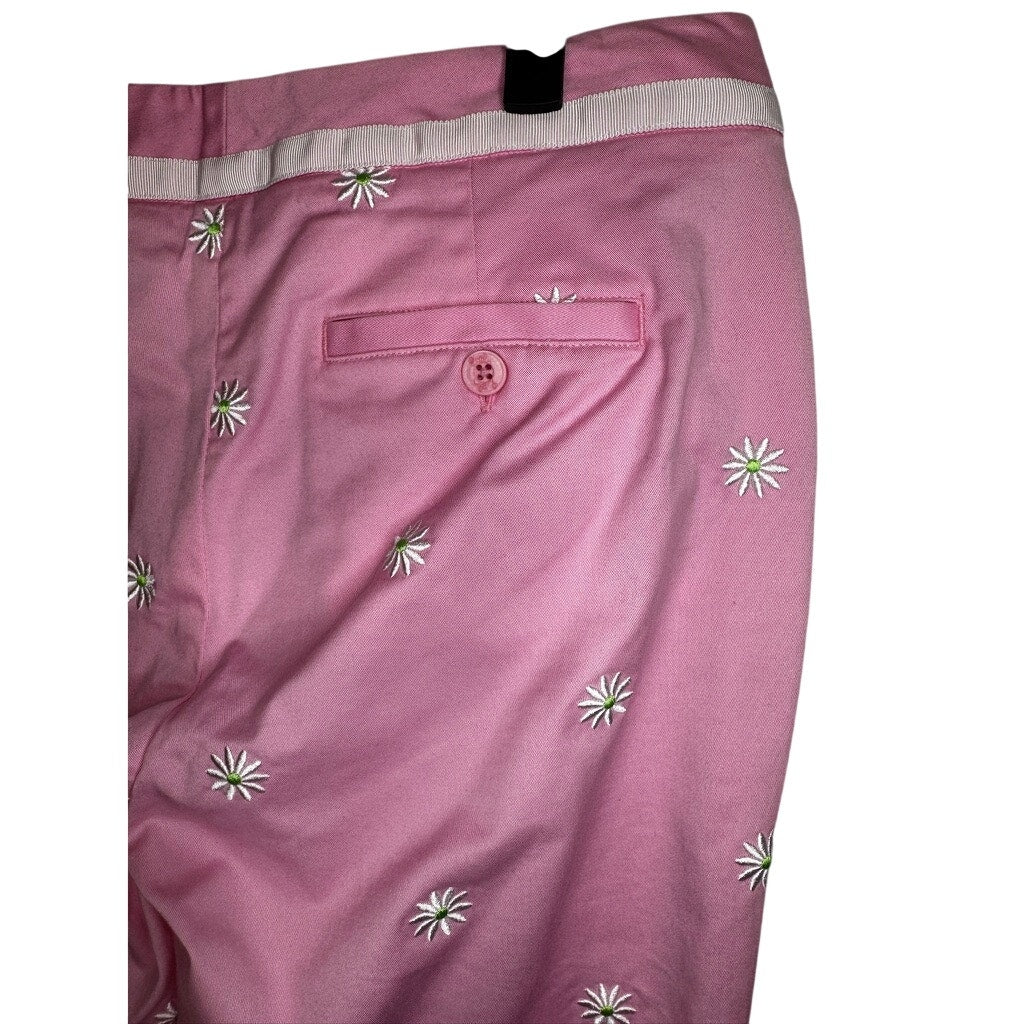 454. Lilly Pulitzer Pink Daisy Embroidered Capri Pants Size 8