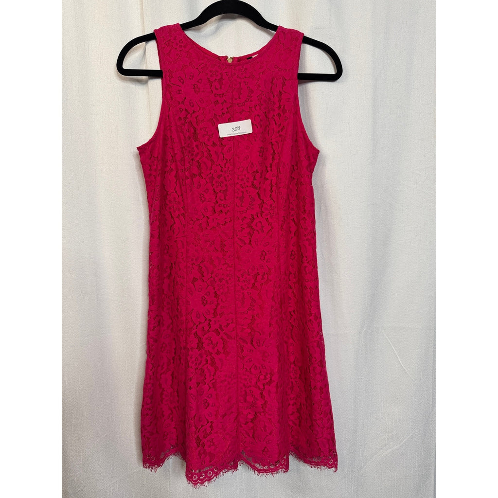 358. Kensie Hot Pink Floral Lace Sleeveless Fit & Flare Dress Size Small
