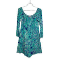 476. Lilly Pulitzer Printed Romper Size S Blue Green 3/4 Sleeve
