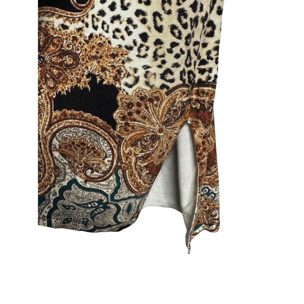 499. Chico's Animal Print Paisley Cardigan Sweater Size L