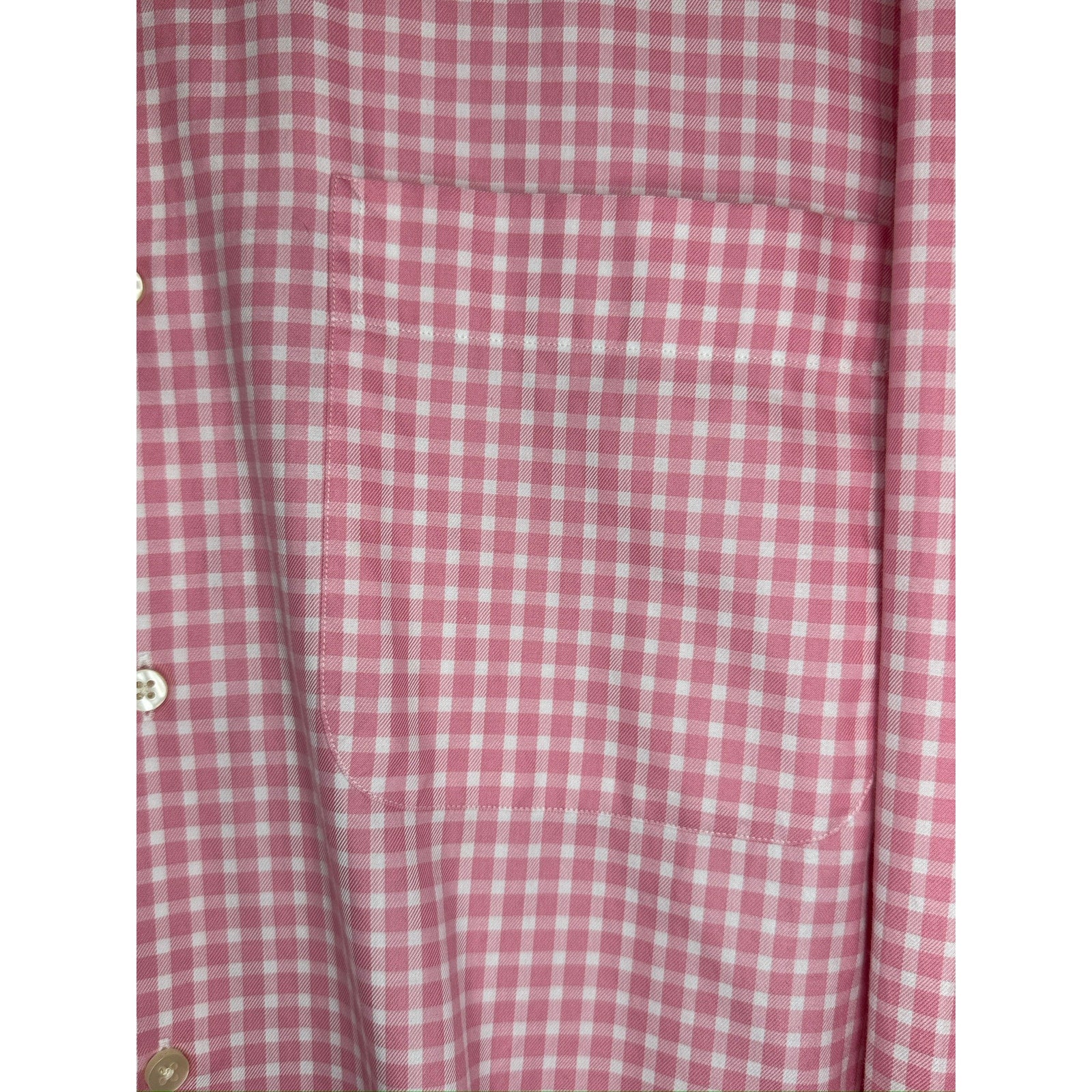 472. Peter Millar Pink Gingham Button Front Shirt Size L