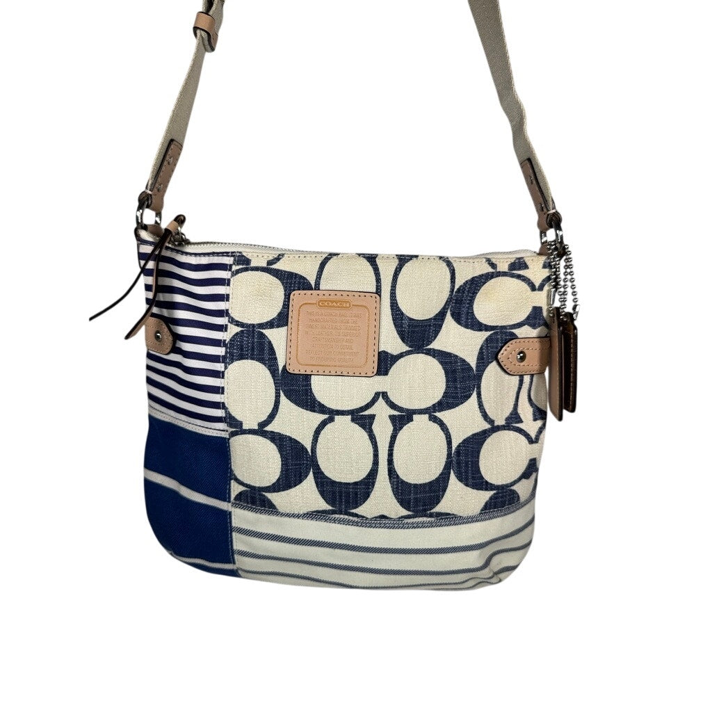 490. Coach Signature Patchwork Stripe Canvas Swingpack Crossbody F23929