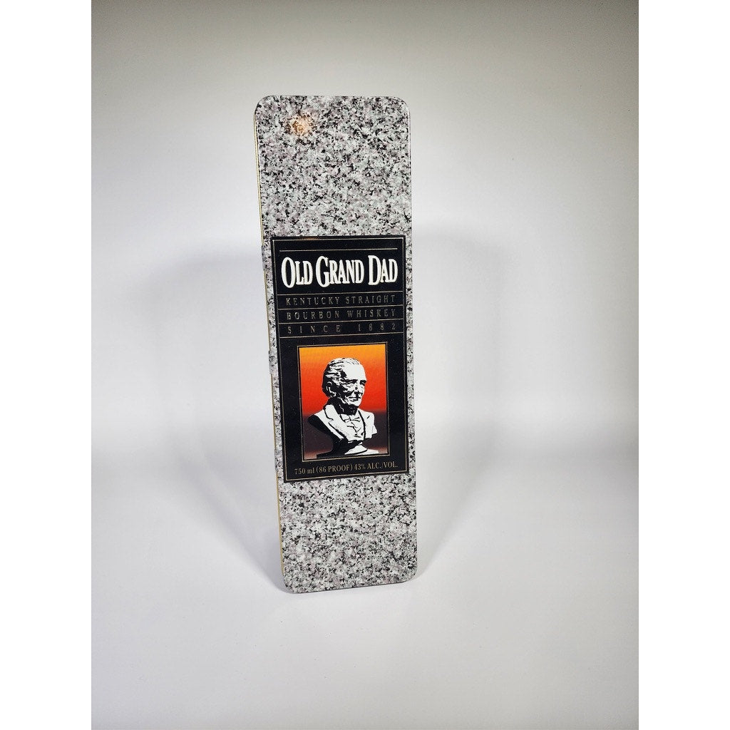517. Old Grand-Dad Bourbon Book Shaped Metal Tin Storage Box Vintage