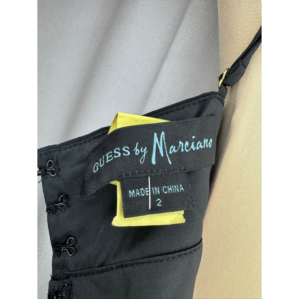 397. Guess by Marciano Black & Neon Green Cutout Fit & Flare Dress Size 2