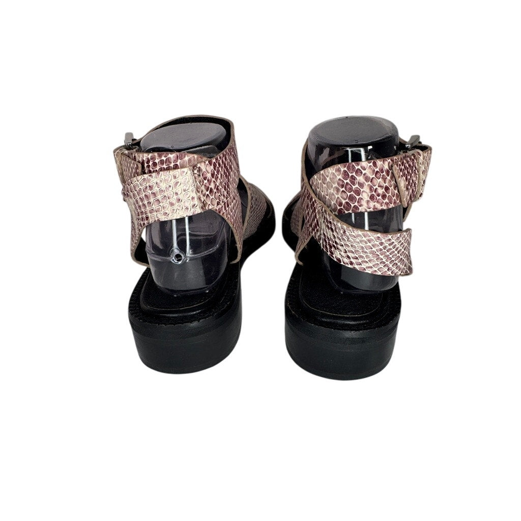 496. ASOS Snake Print Double Buckle Slide Sandals Size 5