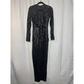 395. Lulu's Black Sequin Plunge V-Neck Long Sleeve Maxi Gown Size M NWT