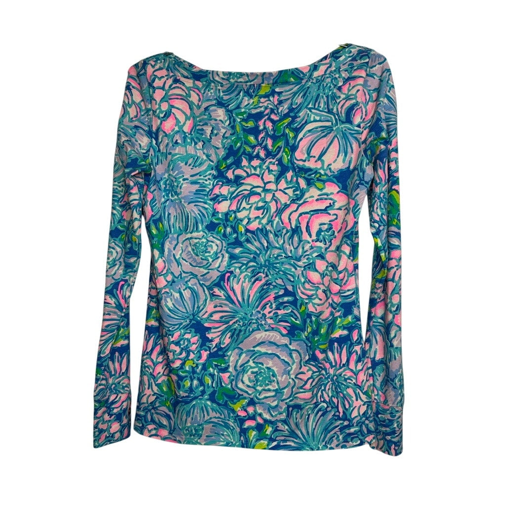 469. Lilly Pulitzer Printed Long Sleeve Top Size S Blue Pink