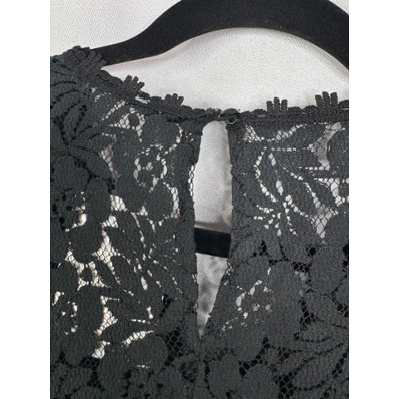 581. Pompis Store Black Floral Lace Sleeveless Blouse Top Size L NWT