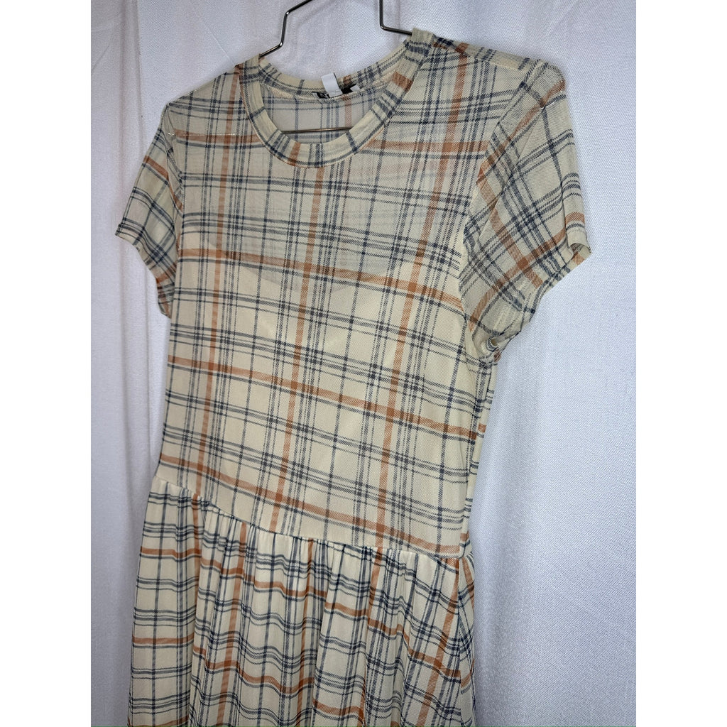 398. AUW Plaid Mock Neck Midi Dress Size XS