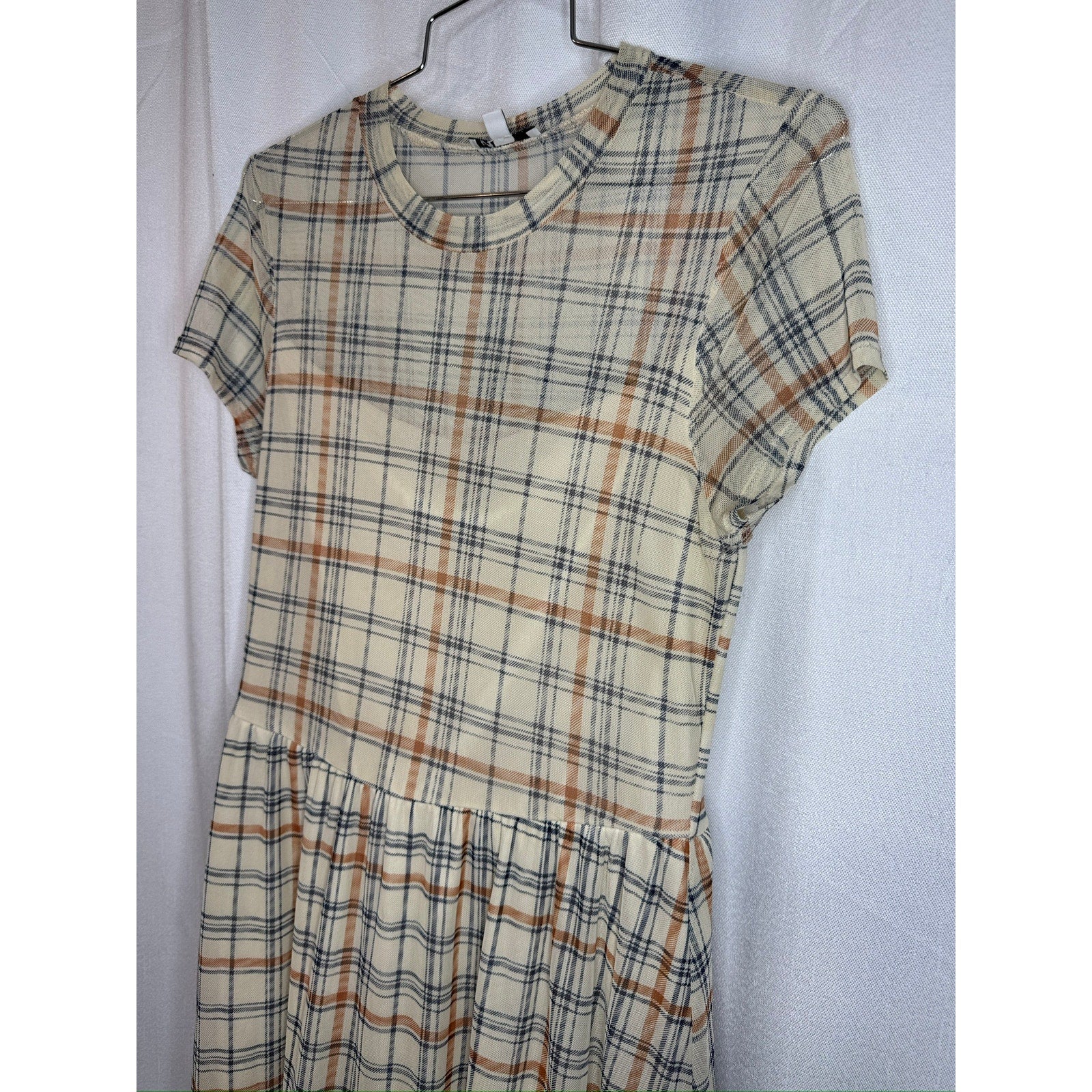 398. AUW Plaid Mock Neck Midi Dress Size XS