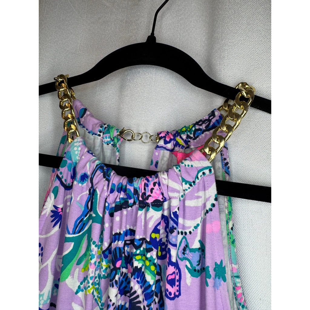 363. Lilly Pulitzer Halter Tank Top Purple Sea Life Print Size S