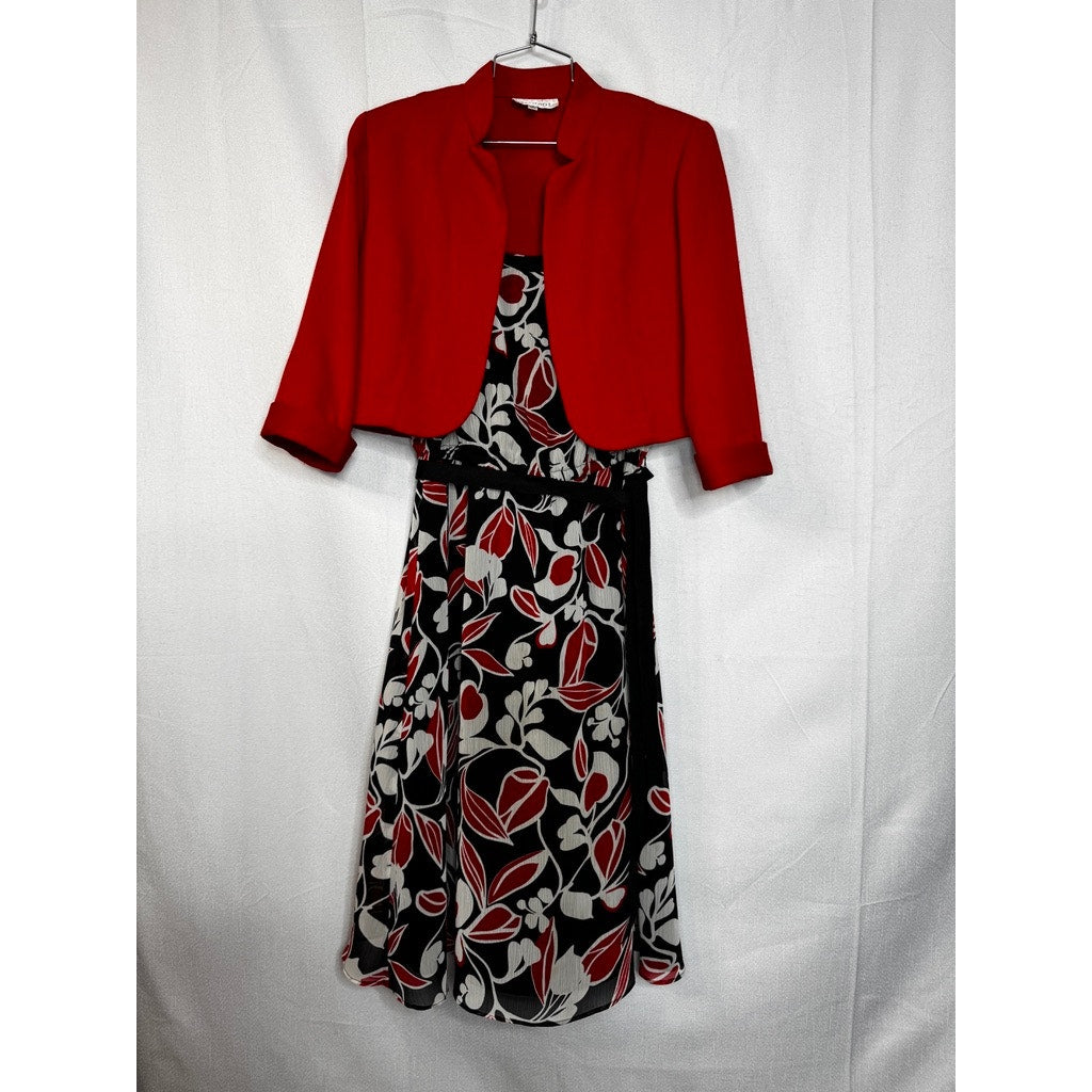 410. Studio I Floral Sleeveless Dress with Cropped Jacket Size 10