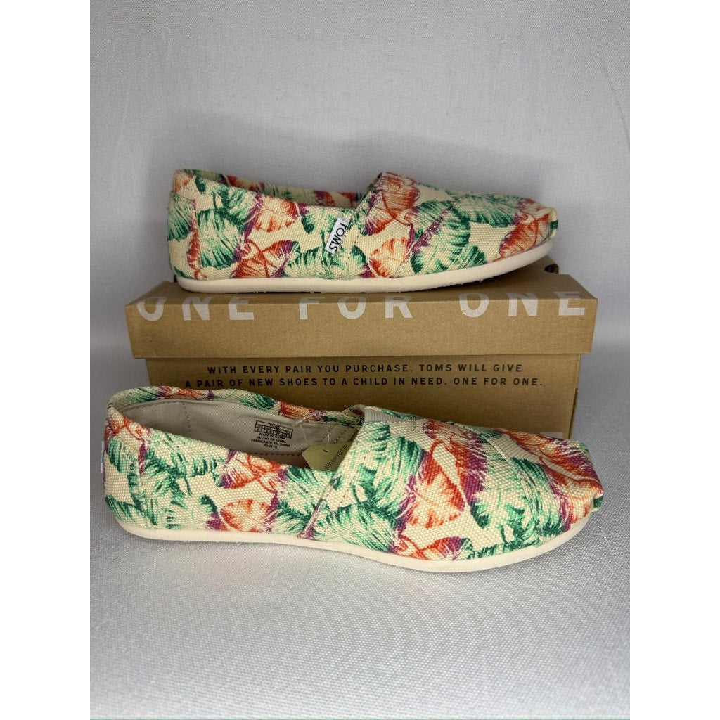442. TOMS Tropical Floral Alpargata Slip On Flats Size W6.5