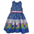 579. Mahek Baby Blue Floral Stripe Fit & Flare Dress Size 2-3 Years