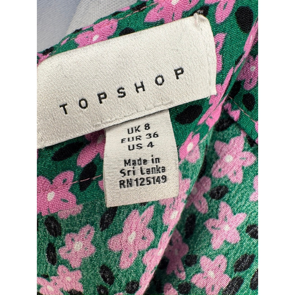 426. Topshop Floral Colorblock Handkerchief Maxi Skirt Size US 4
