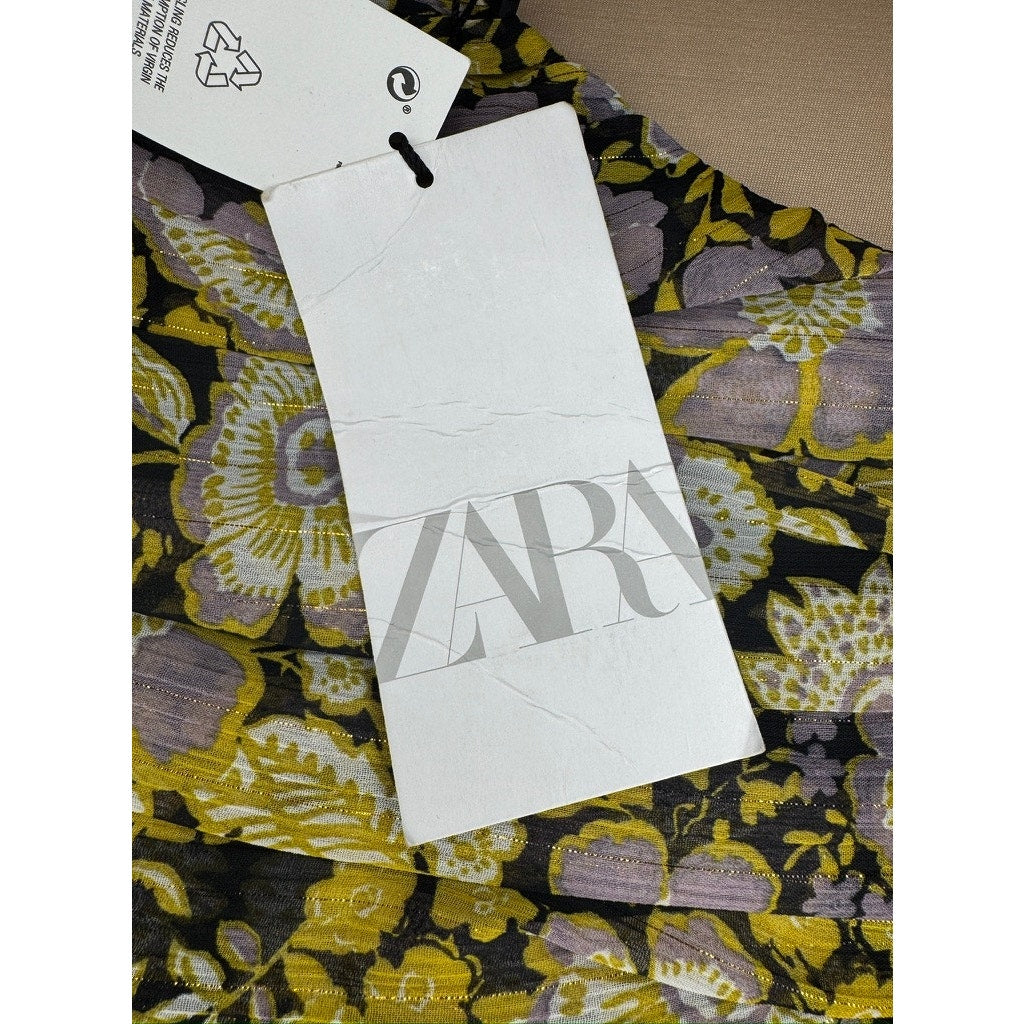 405. Zara One Shoulder Floral Ruched Mini Dress Size M NWT