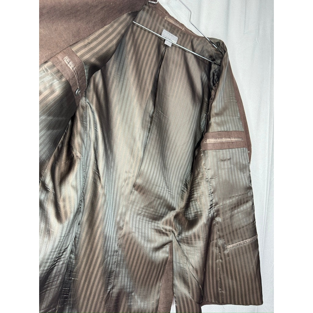 437. &M Brown Herringbone Two Button Sport Coat Blazer Men's Size 40
