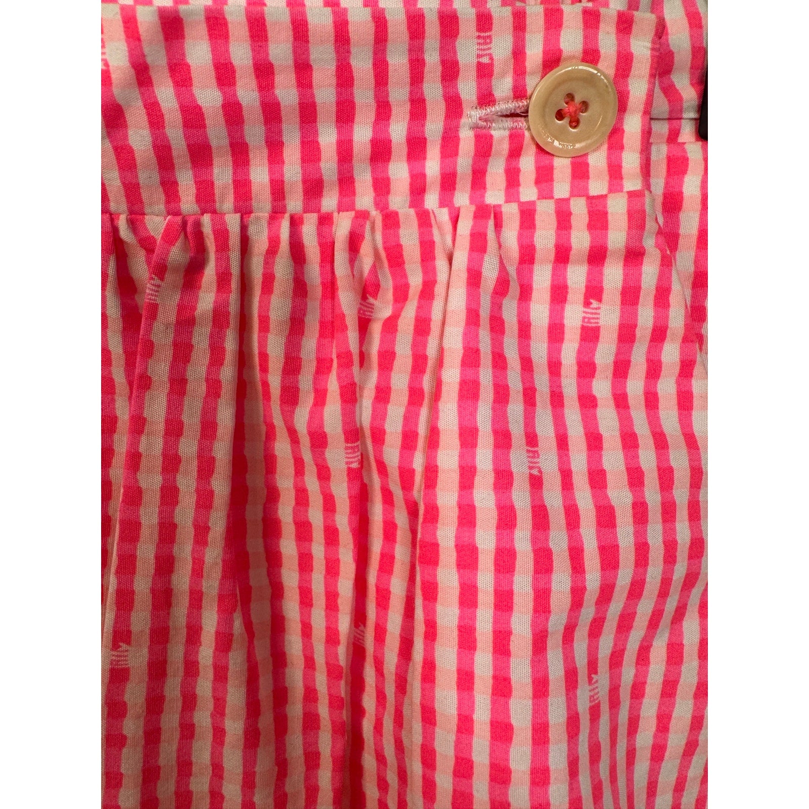355. Lilly Pulitzer Pink Gingham Scallop Hem Skirt Size Small