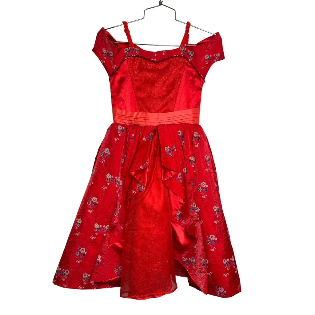 456. Disney Parks Floral Bow Party Dress Girls Size M Red