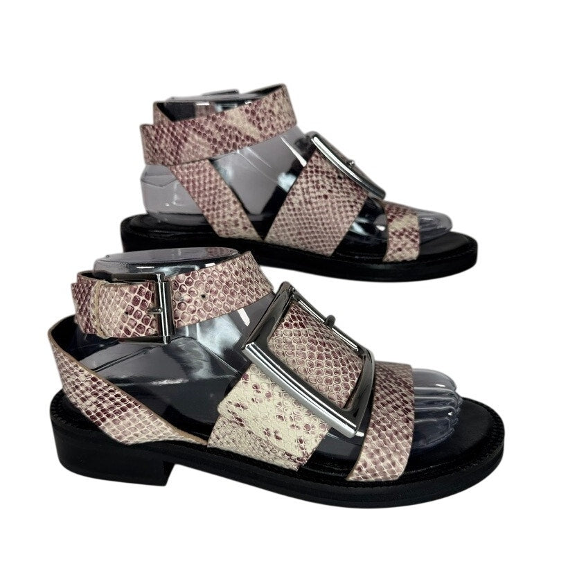 496. ASOS Snake Print Double Buckle Slide Sandals Size 5