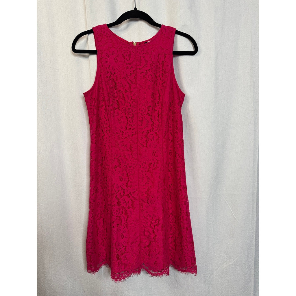 358. Kensie Hot Pink Floral Lace Sleeveless Fit & Flare Dress Size Small
