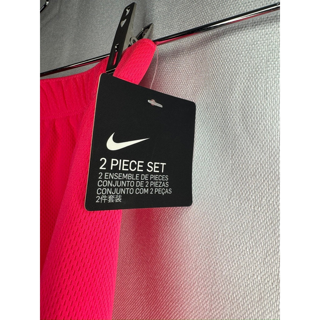 413. Nike Dri-FIT 2 Piece Shorts Set Gray Pink Girls Size 3-4Y NWT