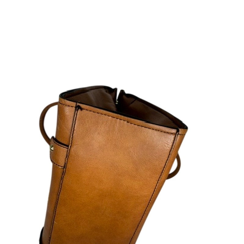 488. London Fog Cognac Faux Leather Satchel Shoulder Bag