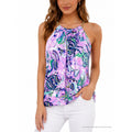363. Lilly Pulitzer Halter Tank Top Purple Sea Life Print Size S