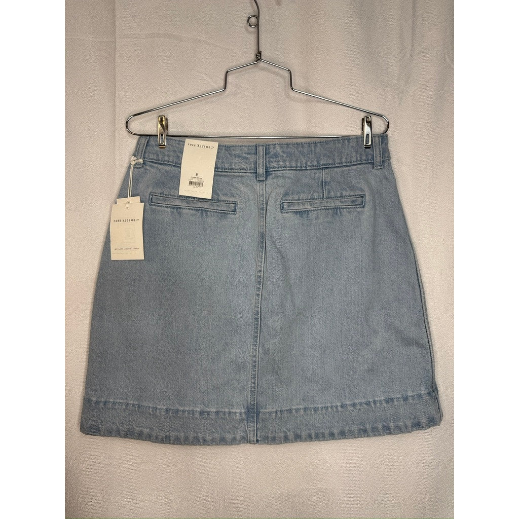 414. Free Assembly Blue Gingham Top & Denim Skirt Set Size 10-12 NWT