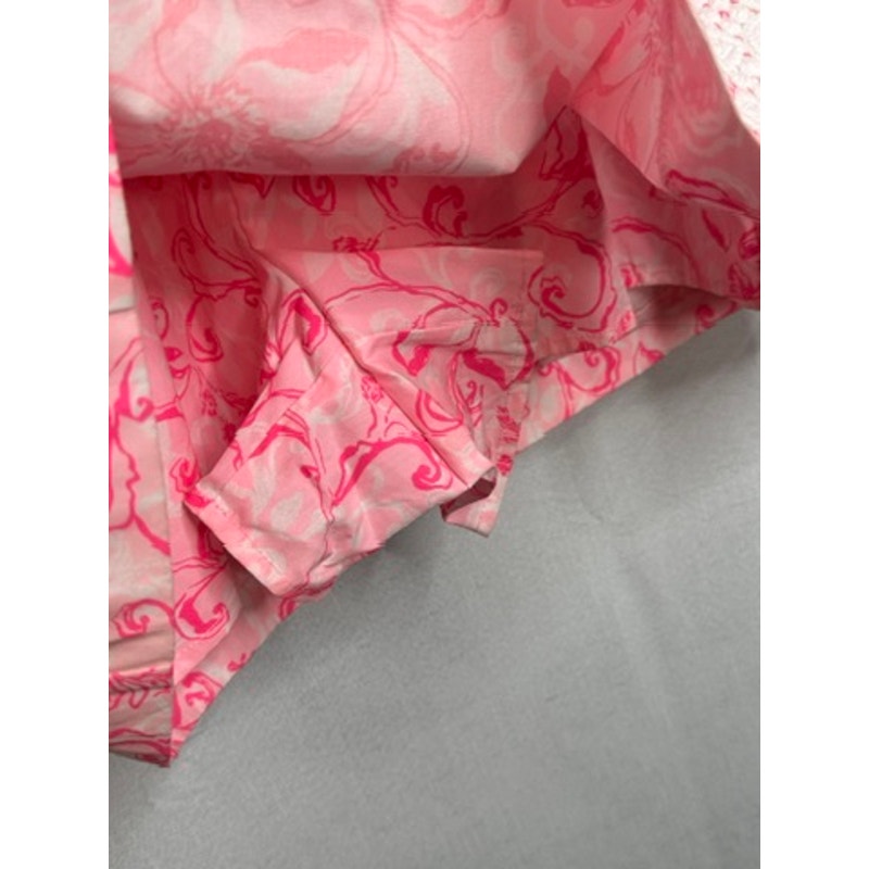 553. Lilly Pulitzer Pink Floral Sleeveless Beautiful Romper with lace trim Size 12