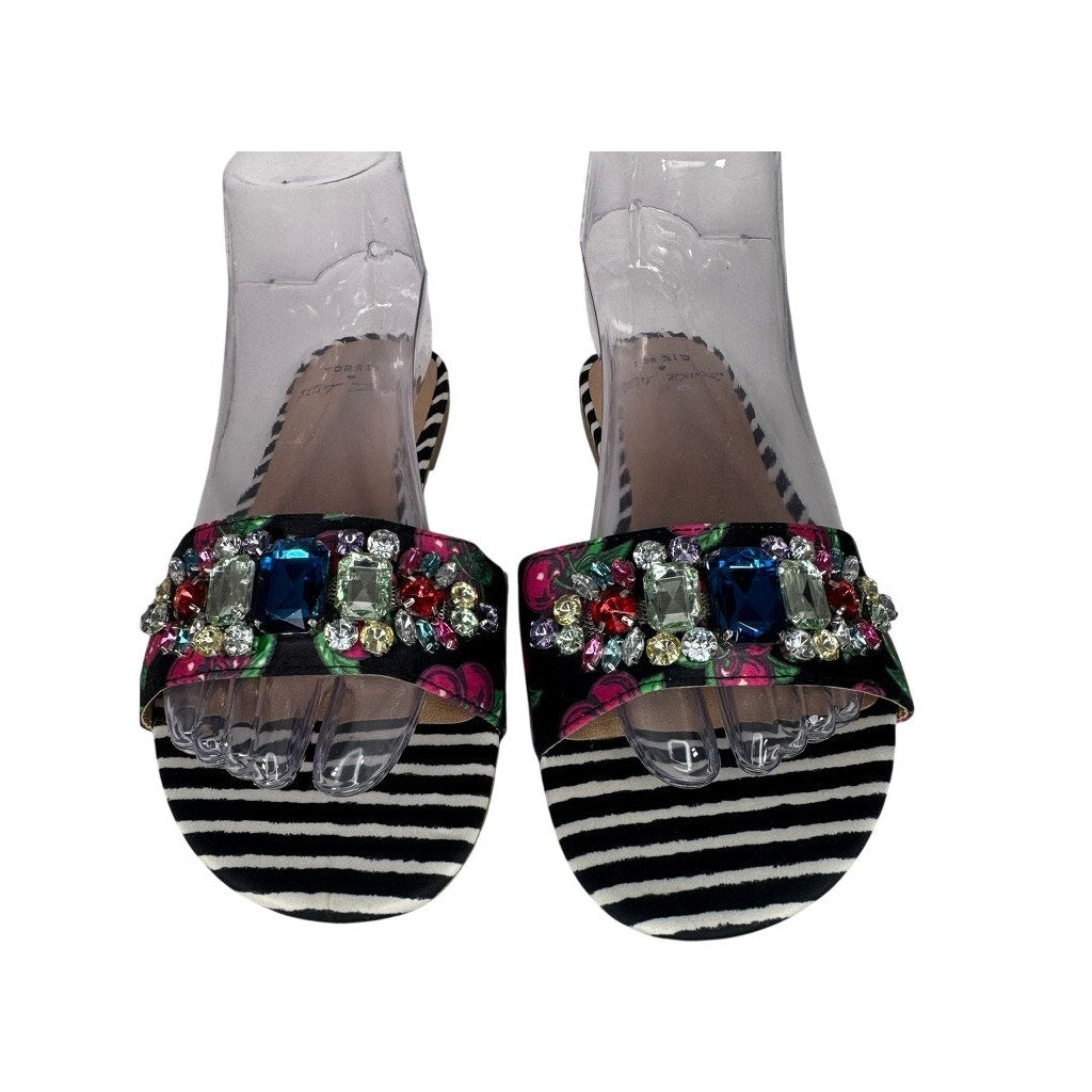 493. Torrid x Betsey Johnson Floral Jewel Vamp Slide Sandals 8WW NWT