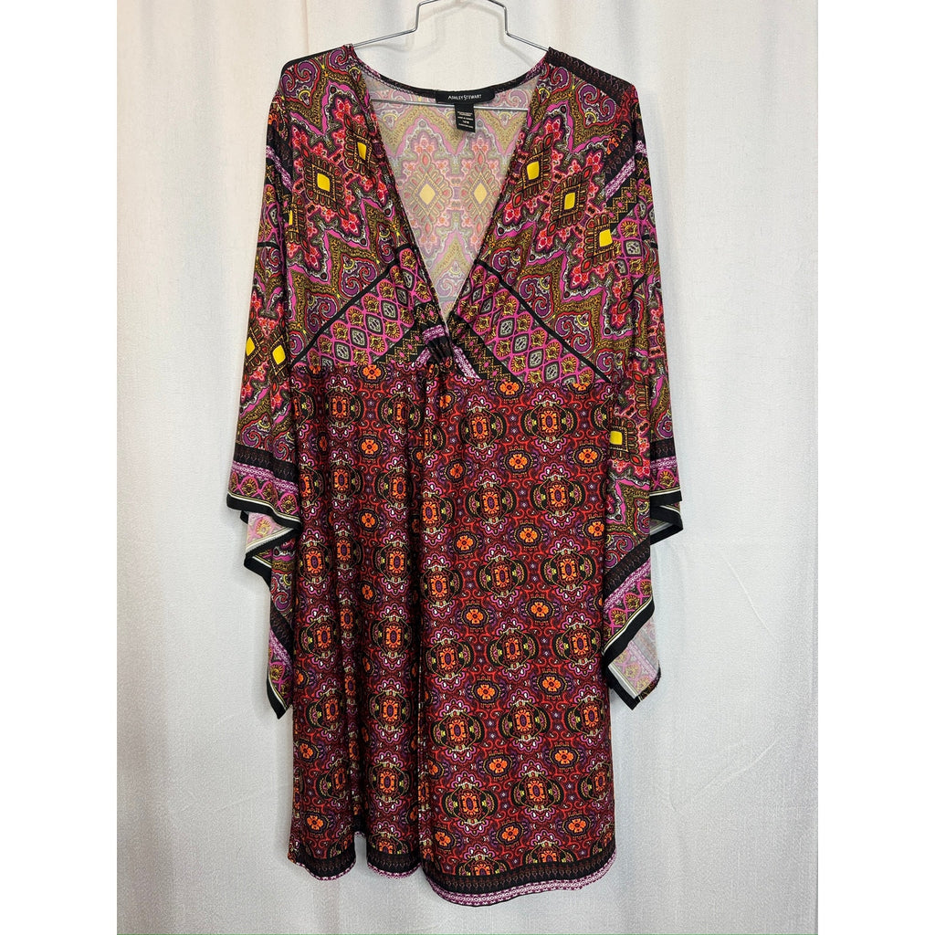 381. Ashley Stewart Paisley Boho Kimono Sleeve Dress Size 14/16