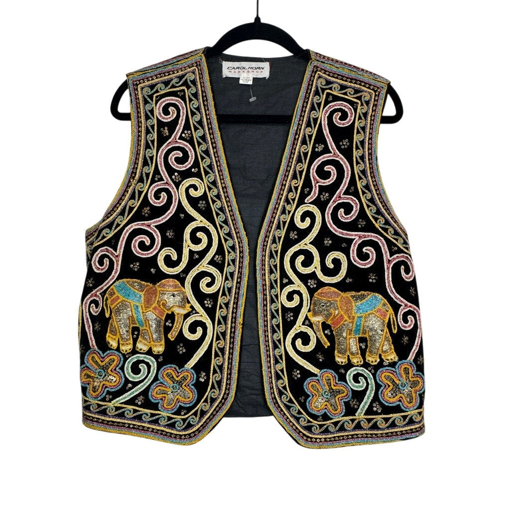 460. Carol Horn Workshop Elephant Beaded Embroidered Vest