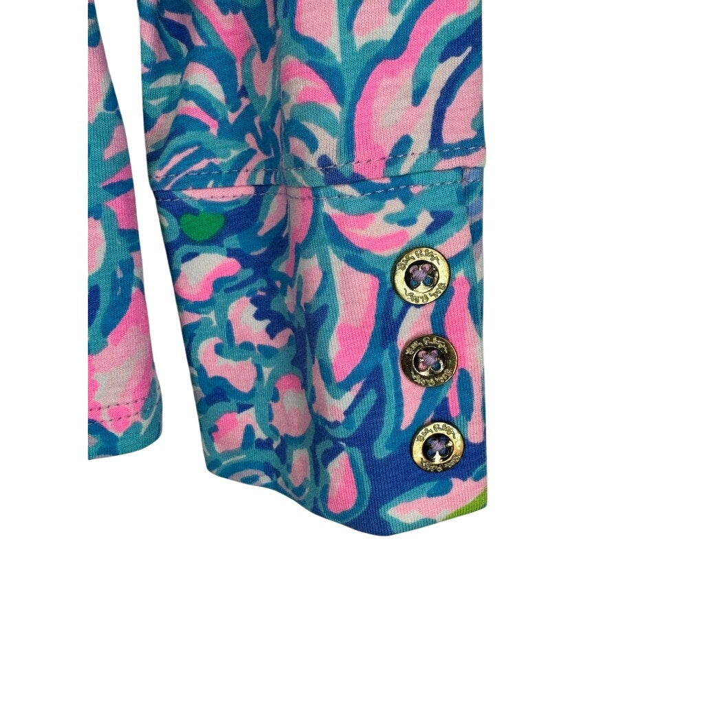 469. Lilly Pulitzer Printed Long Sleeve Top Size S Blue Pink