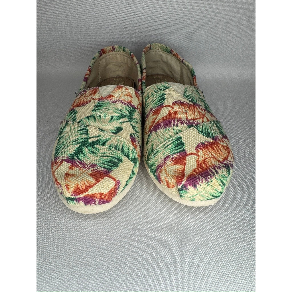 442. TOMS Tropical Floral Alpargata Slip On Flats Size W6.5