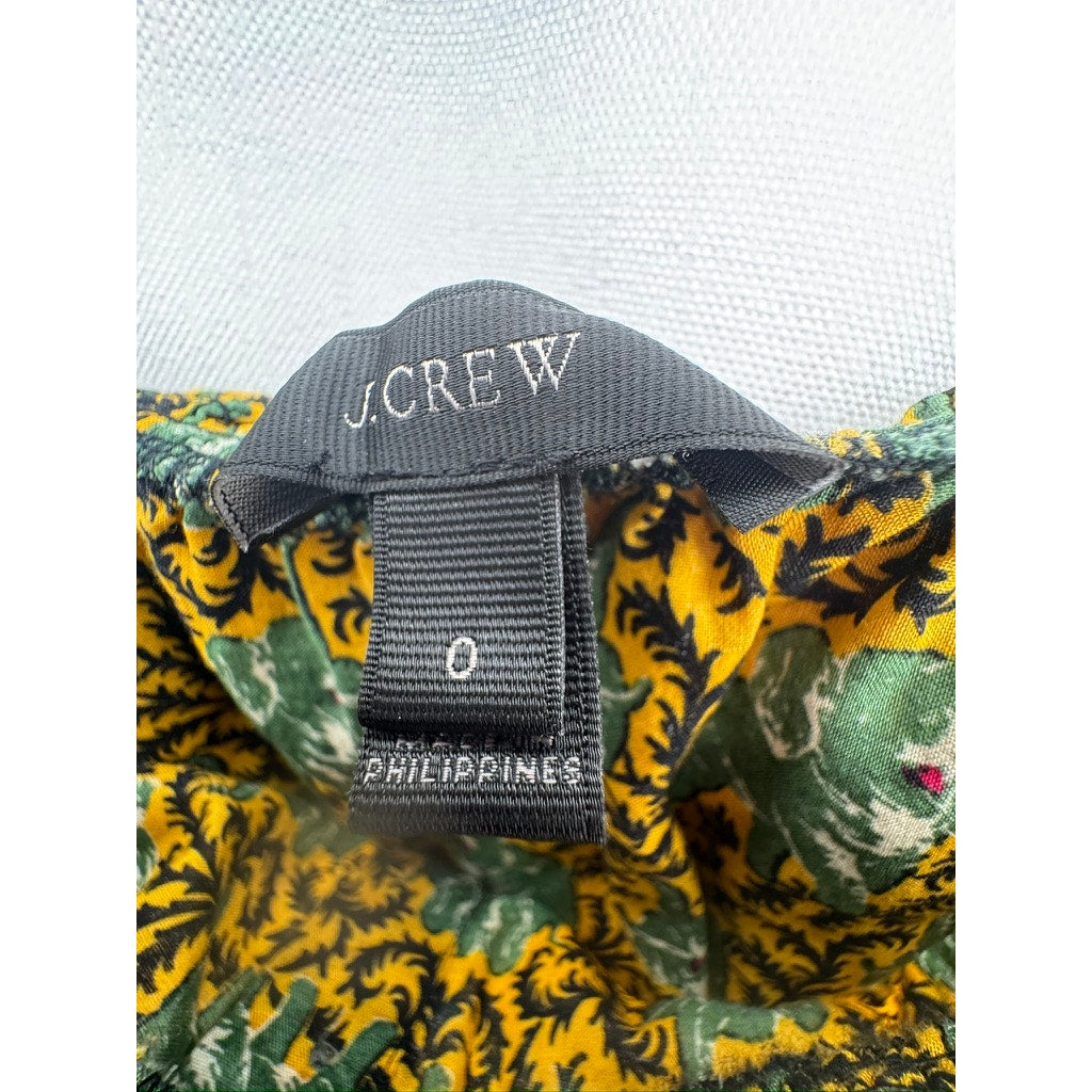 468. J.Crew Smocked On/Off Shoulder Elephant Print Peasant Top Size 0