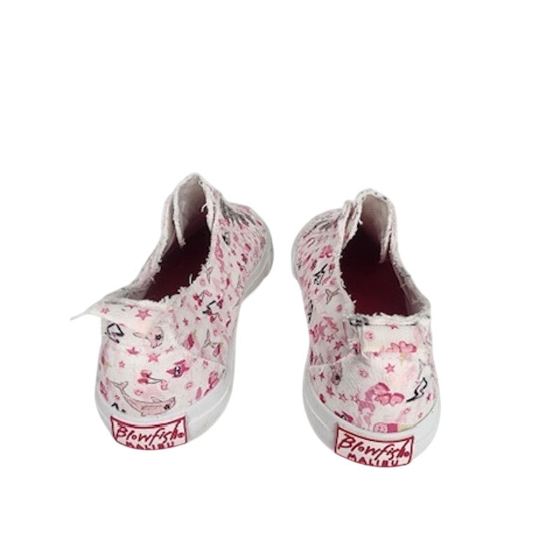 504. Blowfish Malibu Floral Canvas Slip On Sneakers Pink White Size 9.5