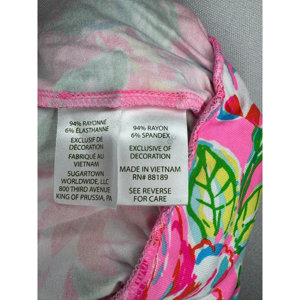 461. Lilly Pulitzer Tropical Floral Halter Tank Top Size S